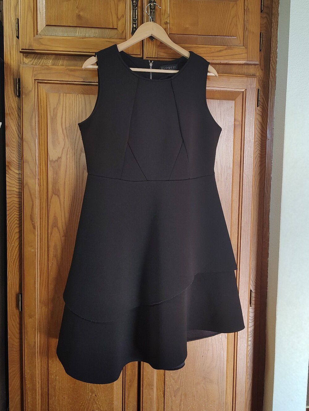 Eloquii Black Sleeveless Ruffled Tiered Midi Fit-and-Flare Dress Size 14